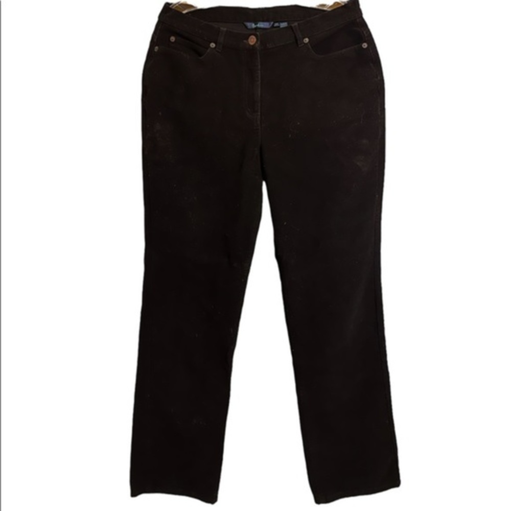 Boden Velour Pants 14R straight Black Soft Pants wc027
